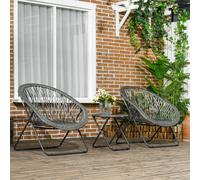 Outsunny Salon de jardin extérieur en résine ensemble table et chaises d'extérieur pour 2 personne table 2 fauteuil pliables gris