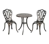 Outsunny – Salon de jardin 2 places – Table ronde rétro fonte alu effet bronze antique