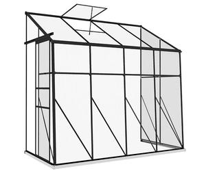 Outsunny Serre adossée en Polycarbonate, Serre de Jardin avec Porte coulissante et évent de Toit 5 Positions, Cadre et Base en Aluminium, Noir