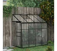 Outsunny Serre adossée, serre de jardin polycarbonate, avec porte coulissante, évent de toit, fondation, 127 x 253 x 240 cm noir