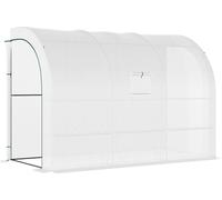 Outsunny Serre avec étagères et fenêtres, résistante à l'hiver Serre en film d'acier, montée au mur Serre pour balcon, jardin, serre à tomates 300x150x213cm Serre à tomates pour légumes fleurs plantes