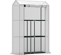Outsunny Serre avec étagères et porte roulante, résistante à l'hiver, serre en acier pour balcon et jardin, serre à tomates avec protection UV 100x40x150cm