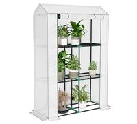 Outsunny Serre avec étagères, porte roulante, résistante à l'hiver, en aluminium, pour balcon, jardin, serre à tomates avec protection UV, 100 x 40 x 150 cm, pour légumes, fleurs, plantes, blanc