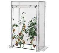 Outsunny Serre avec film plastique PE, porte, résistante au froid Serre en film plastique en acier, serre pour balcon, jardin, serre à tomates 101 x 50 x 150 cm, serre à tomates pour tomates, légumes,