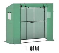 Outsunny Serre avec porte roulante, 2 fenêtres, en aluminium, en acier, résistante à l'hiver, pour balcon, jardin, serre à tomates avec protection UV, 200 x 76 x 170 cm, pour légumes, fleurs, vert