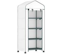 Outsunny Serre avec rouleau, étagères, résistante à l'hiver Serre en film d'acier, serre pour balcon, jardin, serre à tomates 69 x 50 x 165 cm
