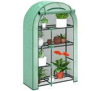 Outsunny Serre avec toit rond, porte, étagères, résistante à l'hiver Serre en film d'acier, serre pour balcon, jardin, serre à tomates 100 x 45 x 160 cm, serre à tomates pour tomates, légumes, fleurs,