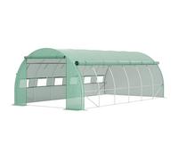 Outsunny Serre de Jardin 18 m² dim. 6L x 3l x 2H m avec Porte et parois latérales enroulables zippées, 12 fenêtres, Structure Acier PE Haute densité 140 g/m² Anti-UV Vert