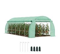 Outsunny Serre de Jardin 18 m² dim. 6L x 3l x 2H m avec Porte + parois latérales zippées enroulables, 12 fenêtres, Acier PE Haute densité 140 g/m² Anti-UV Vert
