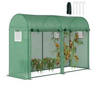 Outsunny Serre de jardin Petite serre de balcon bâche PE châssis acier 300 x 100 x 200 cm Vert