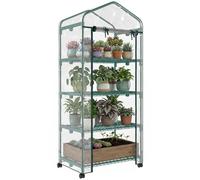 Outsunny Serre de Jardin 4 Niveaux 0,69L x 0,5l x 1,65H m Acier époxy bâche Amovible PVC Haute densité Transparente Aosom France