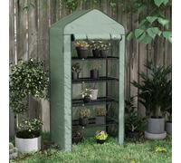Outsunny Serre de Jardin 5 Niveaux avec Porte Enroulable et Bâche PE Renforcée Résistante 90x49x193cm | Aosom France