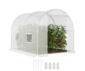 Outsunny Serre de Jardin 6 m² Serre botanique Serre de jardin tunnel Serre à tomates 3x2x1,9 m fenêtres Porte PE Blanc Aosom France