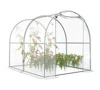 Outsunny Serre de jardin à tunnel pour plantes et potager avec couvercle en PVC, porte enroulable et cadre en acier, 2 x 3 x 2 m