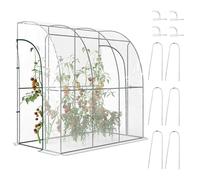 Outsunny Serre de Jardin adossée, Serre de Balcon, bâche renforcée PVC, châssis en Acier, 2 Portes zippées enroulables, pour légumes Plantes Fleurs, intérieur et extérieur, 214x118x212cm, Transparent