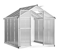 Serre Outsunny Serre de jardin aluminium polycarbonate 4,6 m² dim. 2,42L x 1,9l x 1,95H m fondation lucarne porte loquet