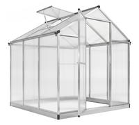 Outsunny Serre de jardin aluminium polycarbonate 5,5 m² dim. 2,42L x 1,9l x 1,95H m fondation lucarne porte loquet