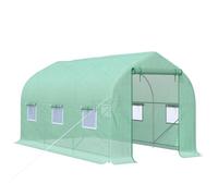 Outsunny Serre de jardin Arceau Plastique 400 x 200 x 200 cm Type Tunnel avec 6 fenêtres respirantes et porte enroulable avec fermeture éclair pour culture légumes verres Vert