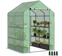 Outsunny Serre de Jardin avec Étagères 3 Niveaux 143 x 138 x 190 cm Vert