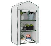 Outsunny Serre de Jardin avec étagères 3 Niveaux, Serre de Balcon, bâche renforcée PE, châssis en Acier, Porte zippée Enroulable, pour légumes Plantes Fleurs, 59 x 39 x 127 cm, Blanc