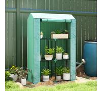 Outsunny Serre de jardin avec étagères 3 niveaux serre d'hivernage bâche renforcée en PE porte enroulable 100 x 40 x 150 cm vert