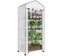 Outsunny Serre de Jardin avec Étagères 4 Niveaux 69x50x165 cm Blanc