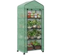 Outsunny Serre de balcon 4 niveaux, châssis acier, bâche renforcée, porte zippée, 69x50x165 cm Vert
