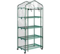Outsunny Serre de Jardin avec étagères 4 Niveaux, Serre de Balcon, bâche renforcée, châssis en Acier, Porte zippée, pour légumes Plantes Fleurs, intérieur et extérieur, 69 x 50 x 165 cm, Transparent