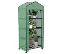 Outsunny Serre de Jardin avec étagères 4 Niveaux, Serre de Balcon, bâche renforcée, châssis en Acier, Porte zippée, pour légumes Plantes Fleurs, intérieur et extérieur, 69 x 50 x 165 cm, Vert