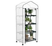 Outsunny Serre de Jardin avec étagères 4 Niveaux, Serre de Balcon, bâche renforcée, châssis en Acier, Porte zippée, pour légumes Plantes Fleurs, intérieur et extérieur, 69 x 50 x 165 cm, Blanc