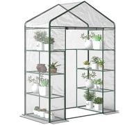 Outsunny Serre de Jardin avec étagères 4 Niveaux, Serre de Balcon, châssis en Acier, Porte zippée Enroulable, pour légumes Plantes Fleurs, intérieur et extérieur, 143 x 73 x 195 cm, Transparent