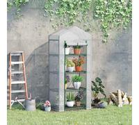 Serre de jardin balcon étagère serre 4 niveaux 0,7L x 0,5l x 1,6H m acier galvanisé bâche amovible PE haute densité blanc