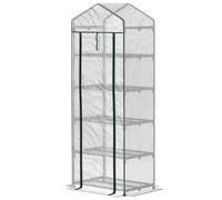 Outsunny Serre de jardin balcon étagère serre 5 niveaux 0,69 x 0,49 x 1,93 m acier bâche amovible PE blanc