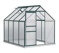 Outsunny Serre de jardin en polycarbonate 190x253x199cm, avec fenêtre ouvrante et porte coulissante, cadre en aluminium, vert