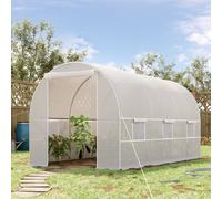Outsunny Serre de Jardin en Tunnel 4x2x2m avec Structure en Acier et Bâche en Polyéthylène Blanc