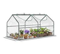 Outsunny Serre de Jardin Mini Serre 2 Fenêtres 120 x 60 x 60 cm Transparent | Zippées et Enroulables, Couverture en Plastique, Cadre en Acier