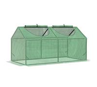 Outsunny Serre de Jardin, Mini Serre, 2 fenêtres zippées et enroulables, Couverture en Plastique, Cadre en Acier, 120 x 60 x 60 cm, Vert foncé