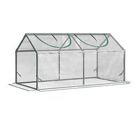 Outsunny Serre de Jardin, Mini Serre, 2 fenêtres zippées et enroulables, Couverture en Plastique, Cadre en Acier, 120 x 60 x 60 cm, Transparent