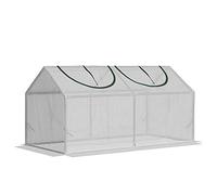Outsunny Serre de Jardin, Mini Serre, 2 fenêtres zippées et enroulables, Couverture en Plastique, Cadre en Acier, 120 x 60 x 60 cm, Blanc
