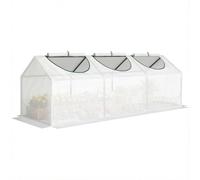 Outsunny Serre de Jardin Mini Serre 3 Fenêtres 180 x 60 x 60 cm Blanc | Zippées et Enroulables, Couverture en Plastique, Cadre en Acier