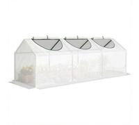 Outsunny Serre de Jardin, Mini Serre, 3 fenêtres zippées et enroulables, Couverture en Plastique, Cadre en Acier, 180 x 60 x 60 cm, Blanc