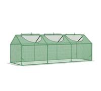 Outsunny Serre de Jardin, Mini Serre, 3 fenêtres zippées et enroulables, Couverture en Plastique, Cadre en Acier, 180 x 60 x 60 cm, Vert foncé