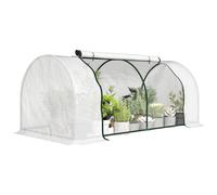 Outsunny Serre de Jardin Mini Serre à Tomates 2L x 1l x 0,8H m Acier Blanc | Porte Zippée, Bâche PE, Acier