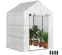 Outsunny Serre de jardin 143×143×195 cm – Porte déroulante – PE haute densité 140 g/m²
