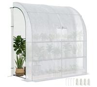 Outsunny Serre de Jardin PE avec Étagères 3 Niveaux 200x100x215 cm Blanc