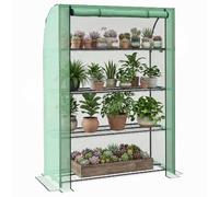 Mini serre de jardin à 4 étages - Outsunny - bâche PE renforcée serre portable porte enroulable et étagères 120 x 50 x 170 cm vert