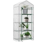 Outsunny Serre de Jardin PE avec étagères 4 Niveaux, Serre de Balcon, bâche renforcée 140 /m², châssis en Acier, Porte zippée Enroulable, pour légumes Plantes, intérieur extérieur, 70x50x160cm, Blanc
