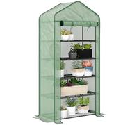 Serre de jardin balcon 5 niveaux porte acier PE vert