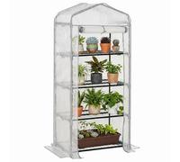 Outsunny Serre de Jardin PE Étagères 4 Niveaux 70x50x160cm Blanc Gris