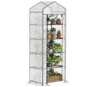 Outsunny Serre de Jardin PE étagères 5 Niveaux Châssis Acier Blanc